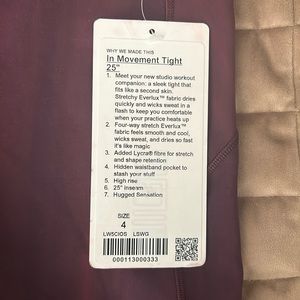LuLuLemon leggings size 4 new with tags in excellent condition